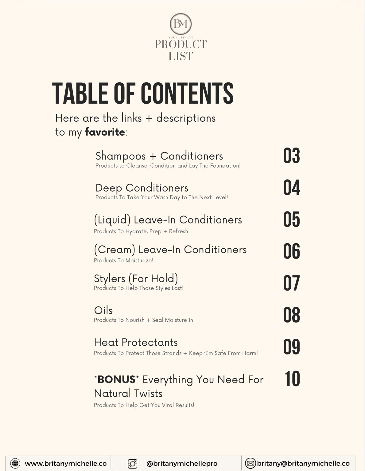 The Ultimate Product List